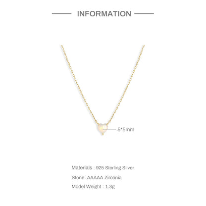 S925 Sterling Silver Simple Heart-shaped Diamond Necklace Valentine's Day Gift