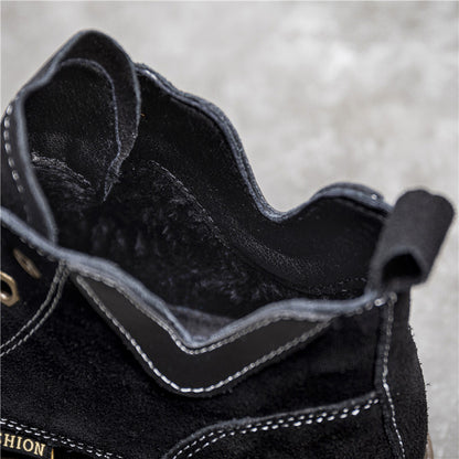V-shaped meat powder leather boots