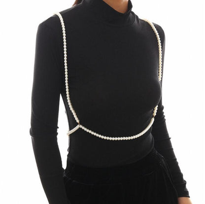 Temperament Imitation Pearl Handmade Strap Body Chain Women