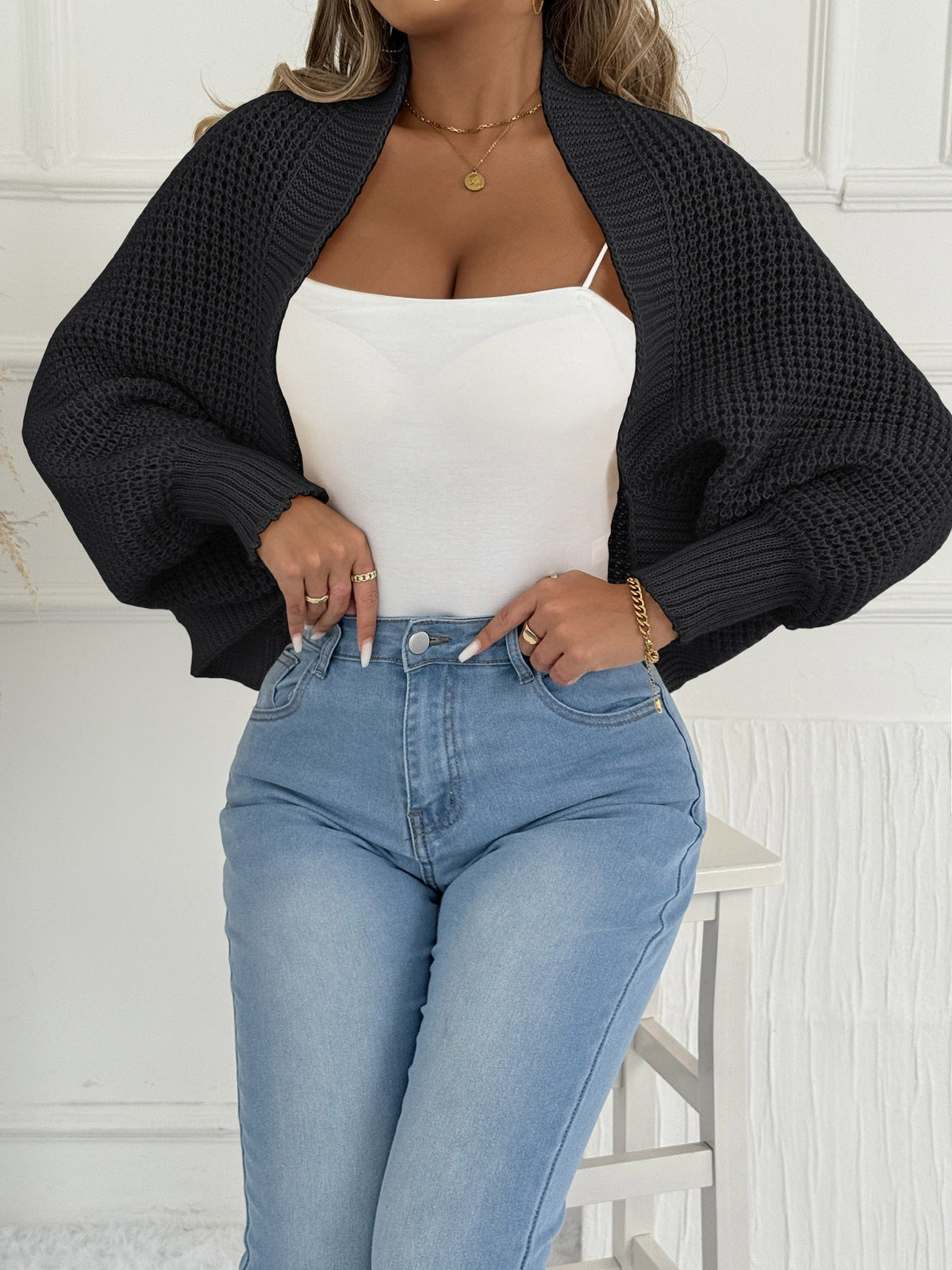 Women's Cardigan Short Coat Shawl Irregular Sweater