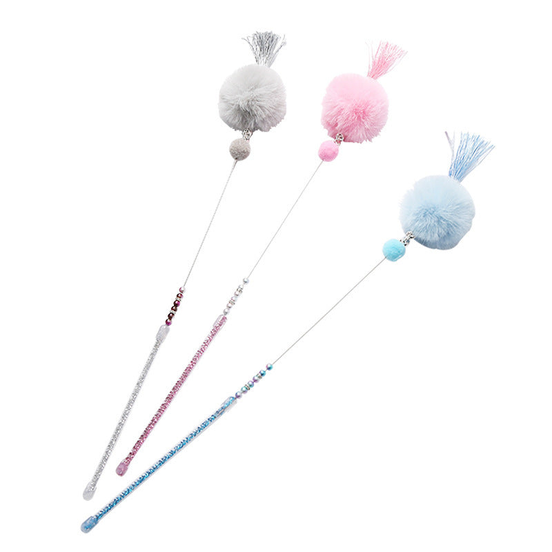 Colorful beaded cat stick