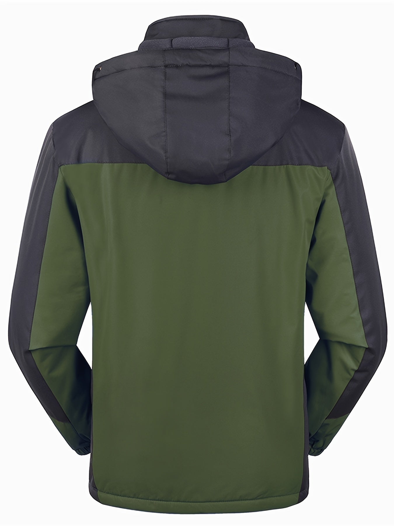 Men's Casual Color Block Thick Hooded Jacket, Waterproof Windproof Single-layer Fleece Jacket For Fall Winter Jacket Gifts Best Sellers