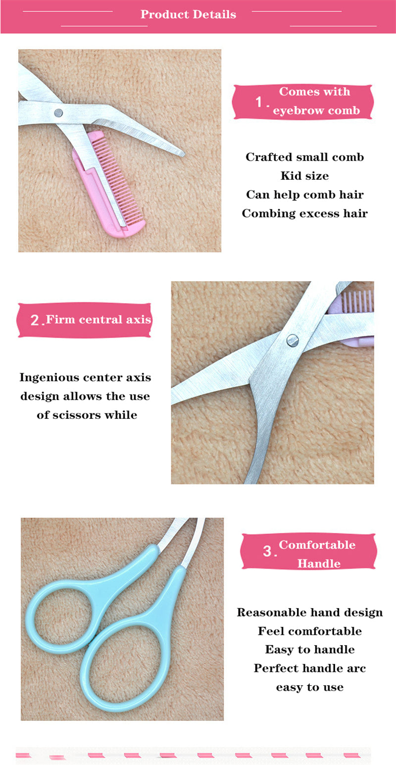 Eyebrow Trimmer Scissor with Comb Facial Hair Removal Grooming Shaping Shaver Cosmetic Makeup Accessories, Eyebrow Grooming Kit, Scissers for Eyebrow, Eyebrow Kit for Women, Eyebrow Stamp Kit Set, Eyebrow Clippers