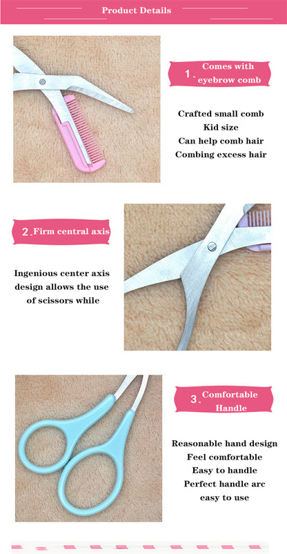 Eyebrow Trimmer Scissor with Comb Facial Hair Removal Grooming Shaping Shaver Cosmetic Makeup Accessories, Eyebrow Grooming Kit, Scissers for Eyebrow, Eyebrow Kit for Women, Eyebrow Stamp Kit Set, Eyebrow Clippers