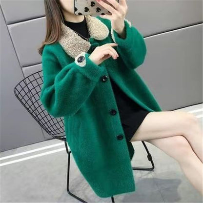 New Single-breasted Mid-length Knitted Coat Loose