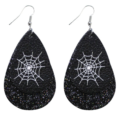 Halloween Leather Water Drop Earrings Fashion Simple Ghost Festival Earrings Personalized Skull Pumpkin Lantern Earrings Factory Hot Sale