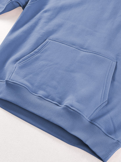 Herren-Kapuzenpullover in Himmelblau, lässiges Sweatshirt aus Polyester und Baumwolle, Oversized