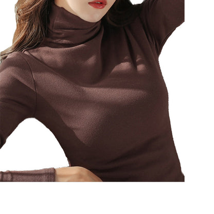 High-neck Long Sleeve Slim-fit Korean-style Women's Top