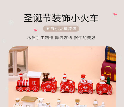 Strict selection of Christmas decorations cartoon creative children's Christmas gifts small train wooden window desktop ornaments