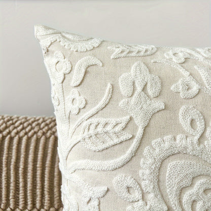 Elegant Floral Mandala Cushion Cover - Contemporary Woven Design with Zipper, Perfect for Any Room, Pillow Not Included