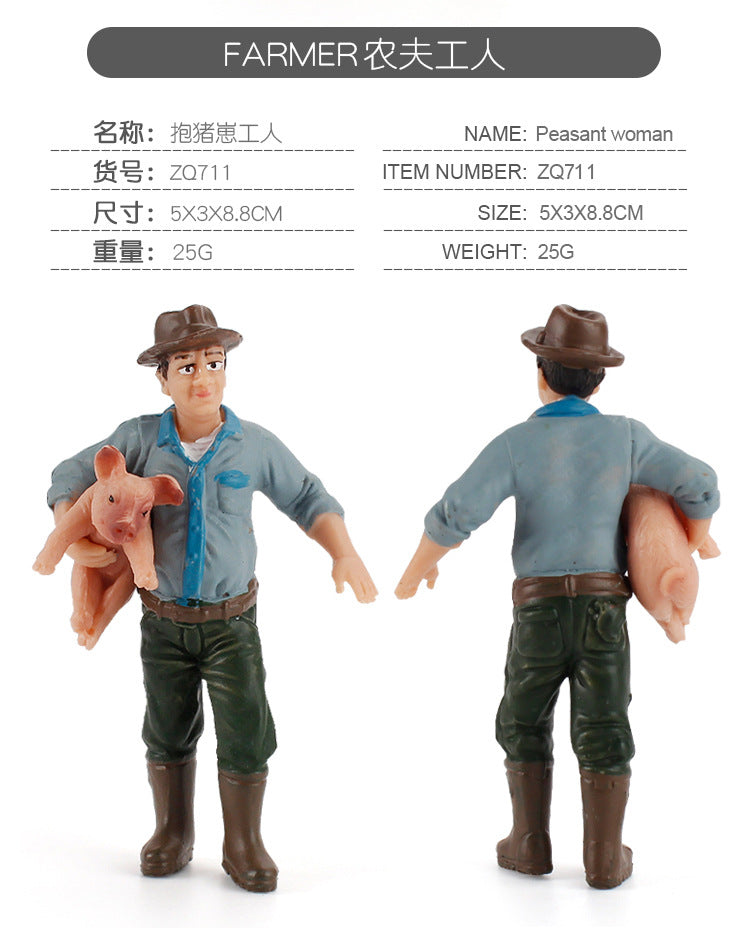 Children's Artificial Farm Poultry Ornaments Plus Pig Model Male and Female Pig Hugging Pig Worker Creative Pig Raising Hand Toy