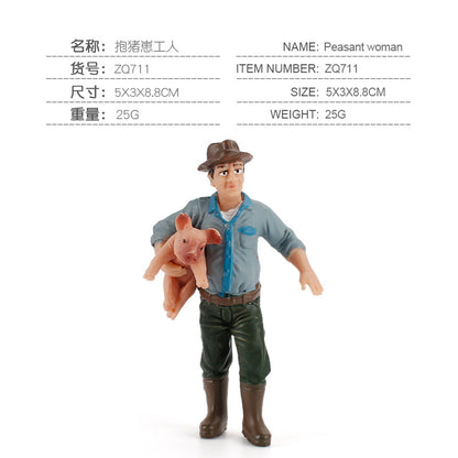 Children's Artificial Farm Poultry Ornaments Plus Pig Model Male and Female Pig Hugging Pig Worker Creative Pig Raising Hand Toy