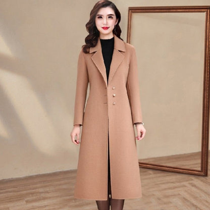 Western Style Fashion Woolen Women's Trench Coat