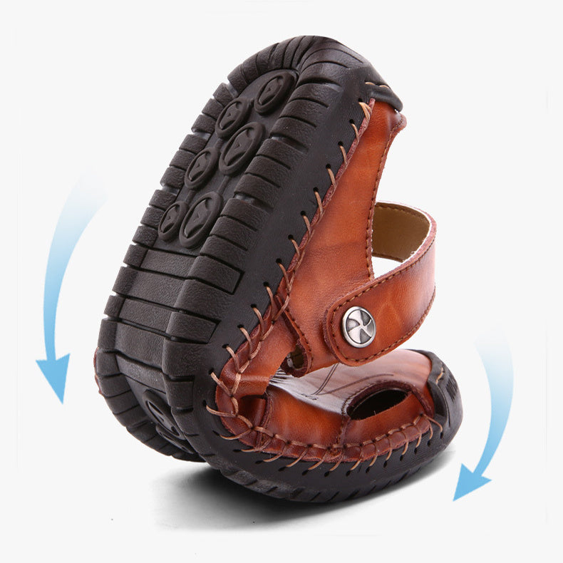 Herren-Sandalen mit geschlossener Zehenpartie, verstellbare Sommer-Pantoletten, modische Strandschuhe