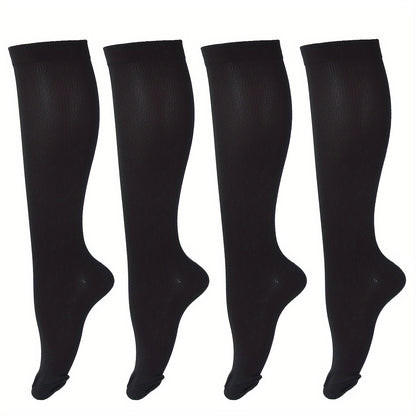 Premium Compression Socks for Men - 4 Pairs Athletic Support Stockings for Running, Travel & Recovery