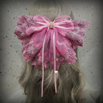 Japanese Soft Girl Lolita Sweet Bow Hairpin Ponytail Hairpin Female Top Clip Headdress