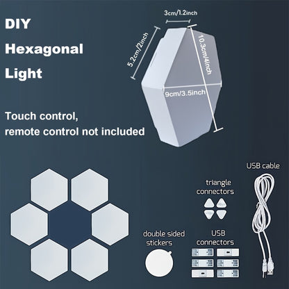 Hexagonal LED Wall Lights 6-Pack - Touch Control Modern Ambient Lighting