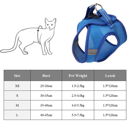 Premium Breathable Cat Harness & Leash Set - Escape-Proof Mesh Design for Safe Outdoor Adventures
