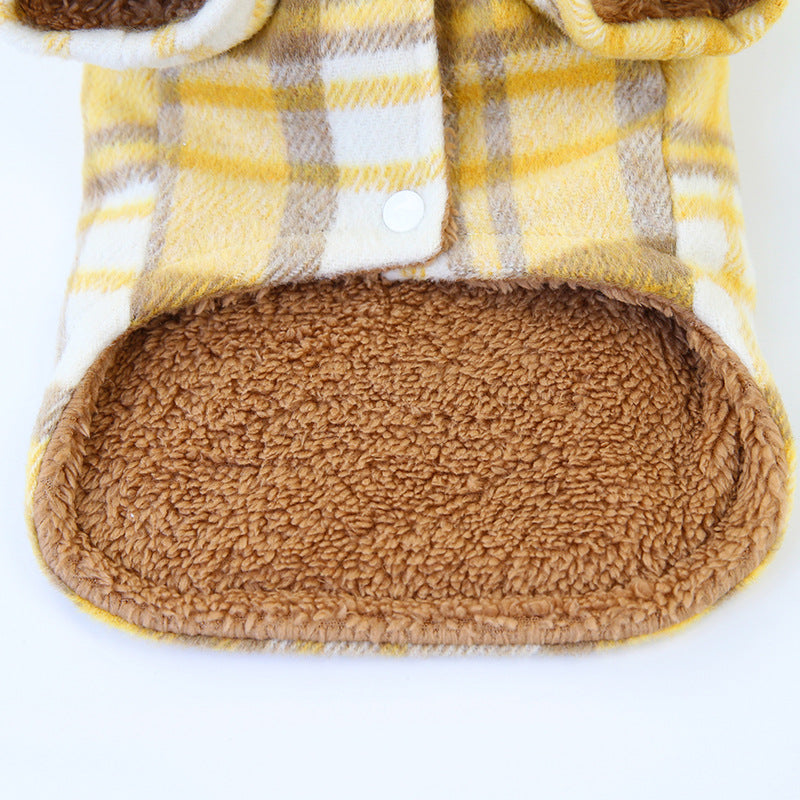 Pet plaid two-leg cotton coat