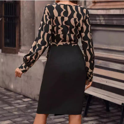 Flower Long Sleeve Dress Mid-length