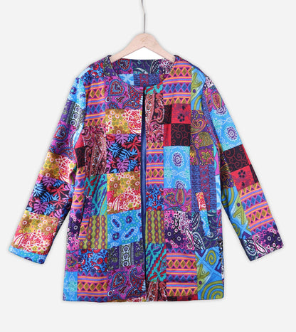 Printed loose long sleeve jacket