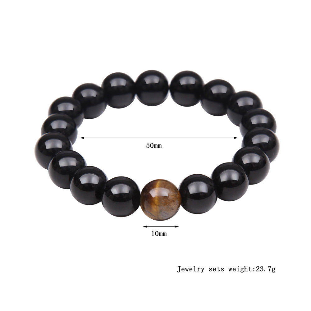 Natural Tiger Eye Stone Bracelet - Handwoven Healing Crystal Bracelet for Men & Women