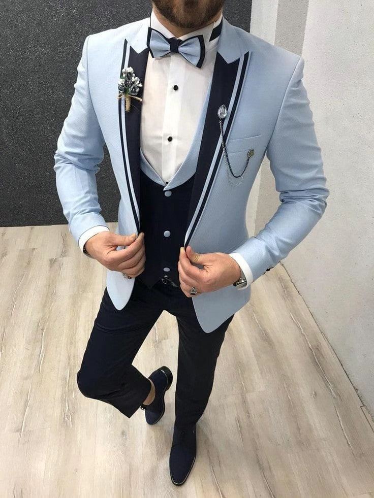 Men's Color Matching Business Casual Suit Three-piece Set