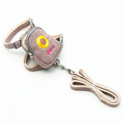 Korean Embroidered Pet Backpack Leash Chest Strap