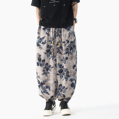 Plus Size Loose Men's Clothing Casual Pants Ice Silk Drape