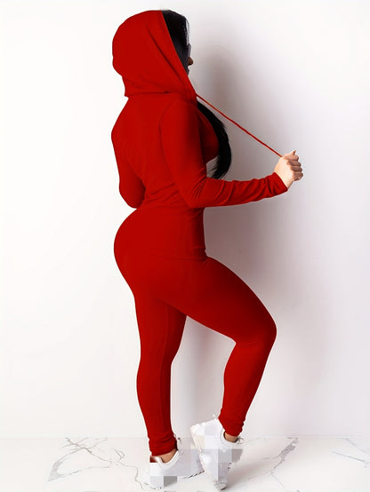 Premium Women's Two-Piece Tracksuit Set - Hooded Sweatsuit with Pockets | Fall Winter Activewear