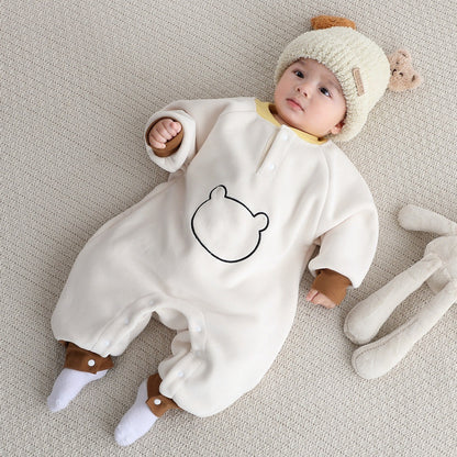 Spring, Autumn, Winter Olympics Beneficial Fleece Baby Warm Fleece-Lined Thick Outerwear Romper