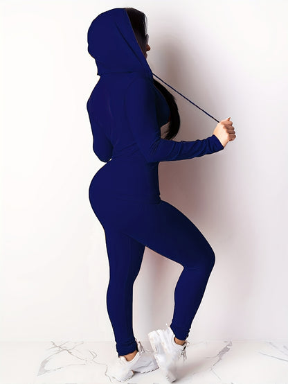 Premium Women's Two-Piece Tracksuit Set - Hooded Sweatsuit with Pockets | Fall Winter Activewear