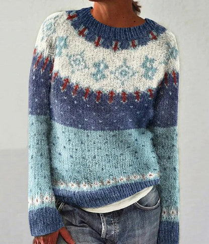 Women's Round-neck Color-block Loose Sweater