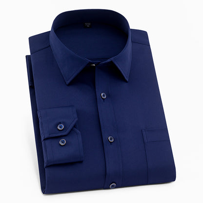 Men's Solid Color Square Collar Long-sleeved Shirt