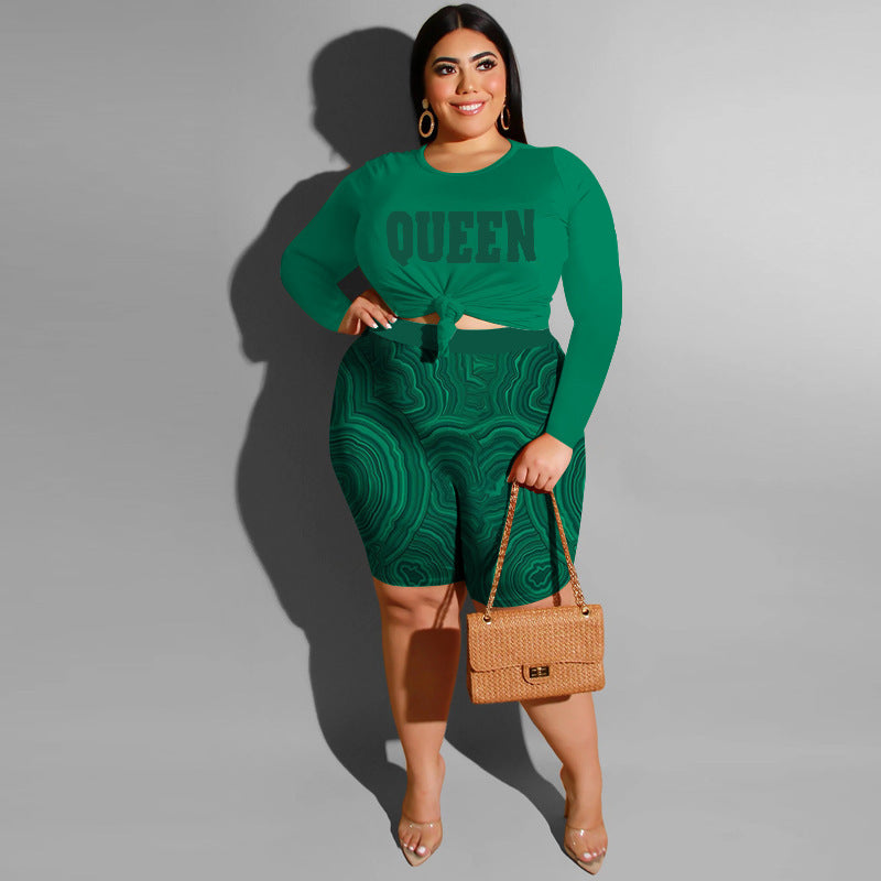 Women's Fashionable Casual Two-Piece Set Printed Top And Shorts