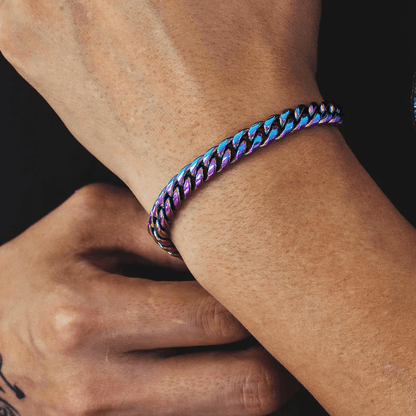 8mm Rainbow Miami Cuban Link Bracelet Necklace For Men