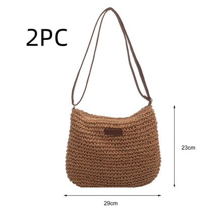 Niche Design Vacation Straw Tote Bag
