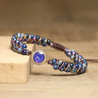 Retro Opal Natural Stone Bracelet, Double-layer Braided And Adjustable