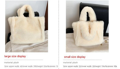 Winter Women's Fashion Large Capacity Plush Hand-carrying Bag