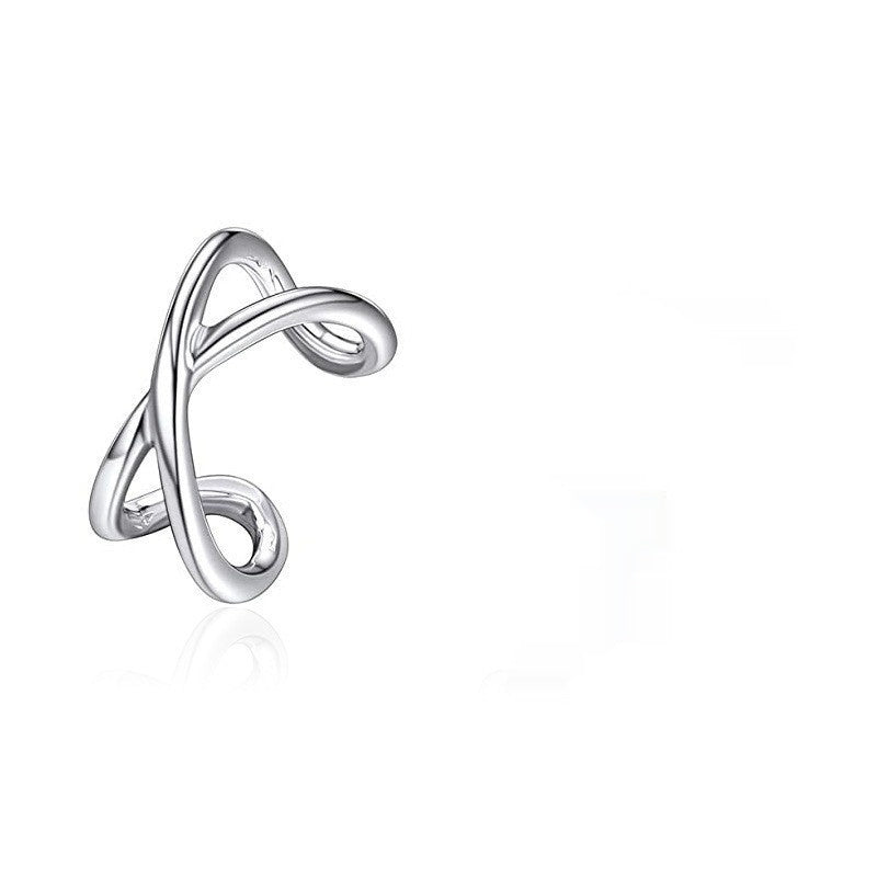 S925 Sterling Silver Geometric Cross Ear Clip - Korean Style Unisex Earring