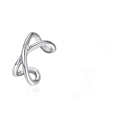 S925 Sterling Silver Geometric Cross Ear Clip - Korean Style Unisex Earring