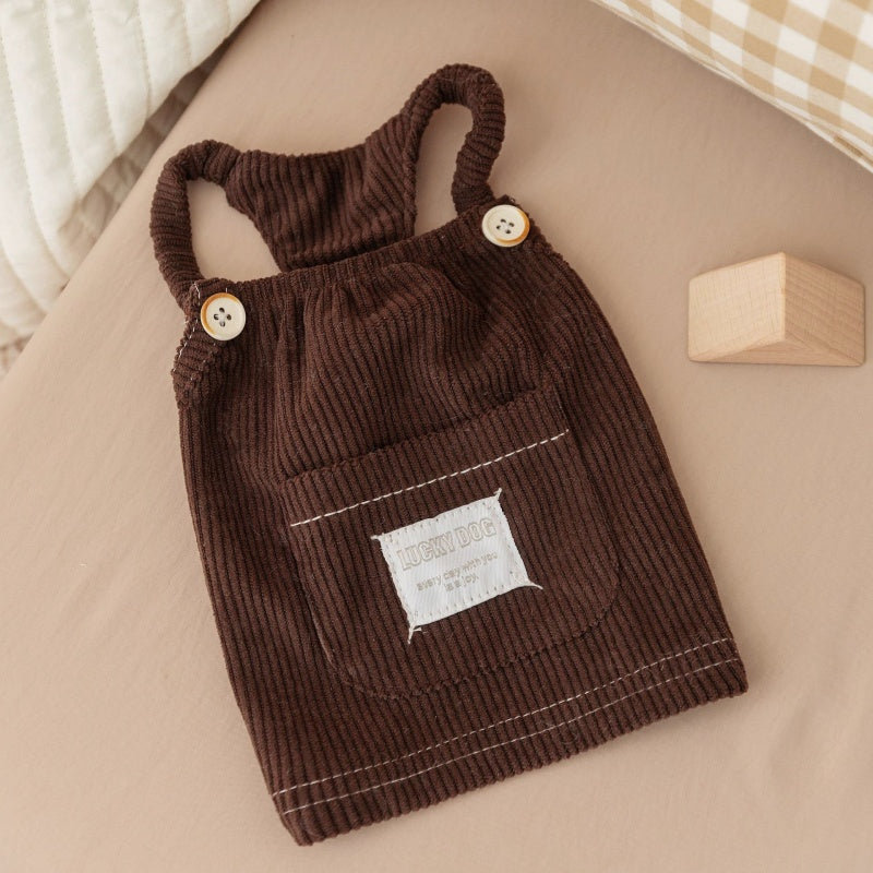 Puppy Clothes Fahion Solid-colour Corduroy Pet Vest For Teddy Dog Winter Casual Halter For Schnauzers Warm Clothing Pet Supplies