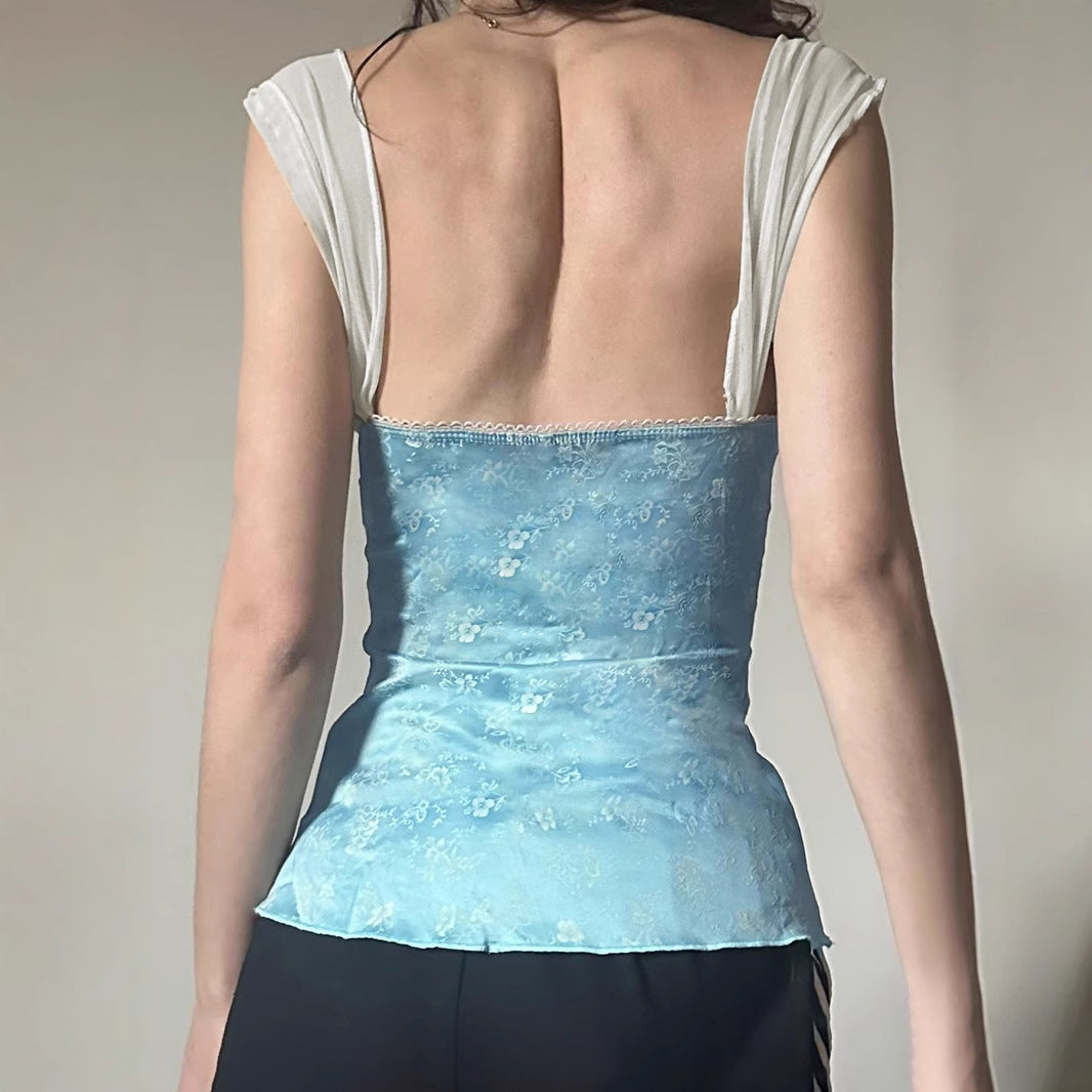 Youthful Lace And Bowknot Patchwork Camisole