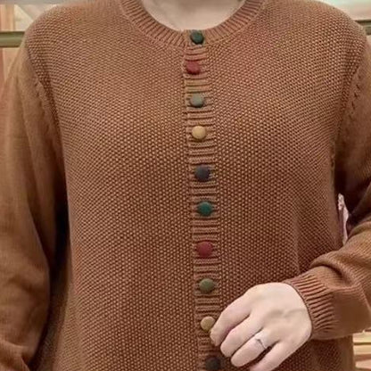 Retro Artistic Coat With Color Buttons Is Loose And Casual