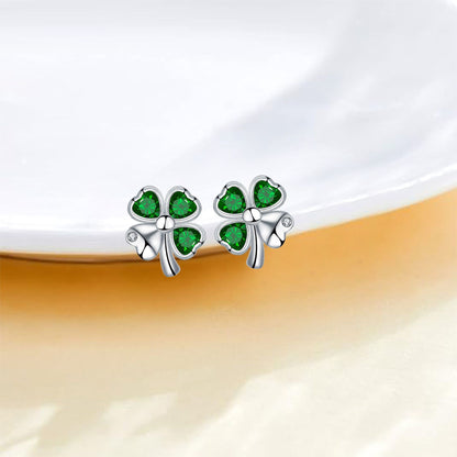 Silver Needle Natural Four-leaf Clover Lucky Earrings Female Gift For Mother's Day