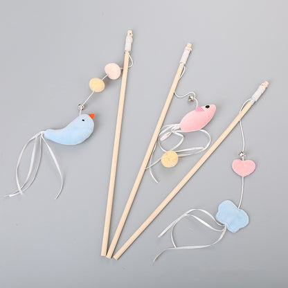 Pole Wooden Pole Funny Cat Stick Flexible For Cat Bell Funny Cat Stick Elastic Rope Woodenfor Cat