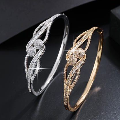 Fashion Jewelry Palace Style Inlaid Zircon Fashion Bracelet 18K Gold Plated Zicron Inlaid Holiday Style Women's Bracelet