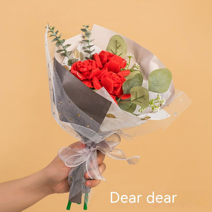Assembled Building Blocks Flower Rose Holding Valentine's Day Gift