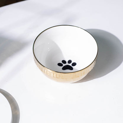 Plating Ceramic Anti Overturning Oblique Mouth Small Dog Bowl