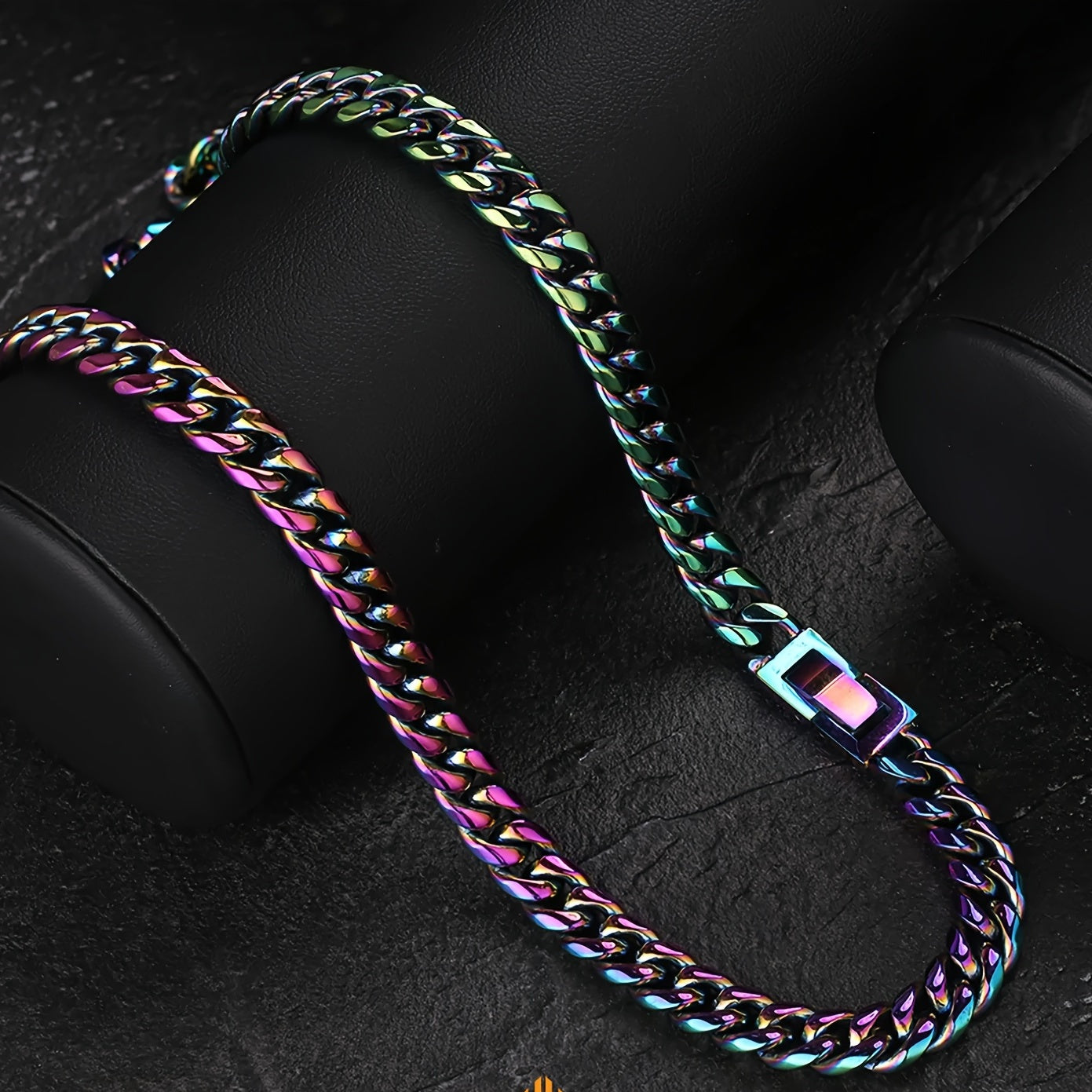 8mm Rainbow Miami Cuban Link Bracelet Necklace For Men